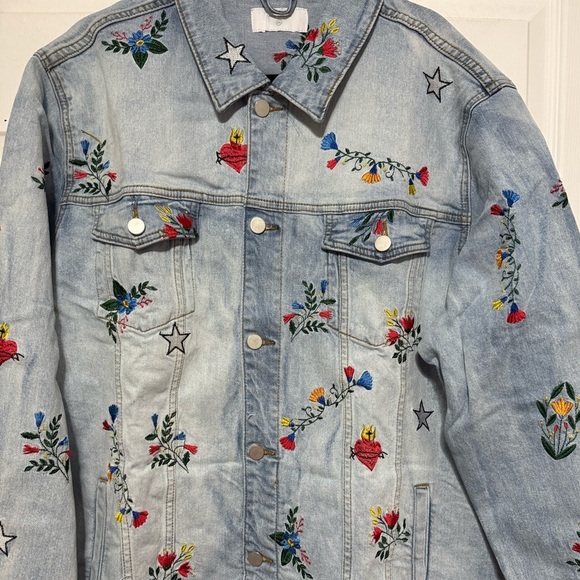 LIFTED ANCHORS Rialto Embroidered Denim Jacket In Blue,multi floral/stars Sz 3x - Picture 8 of 8